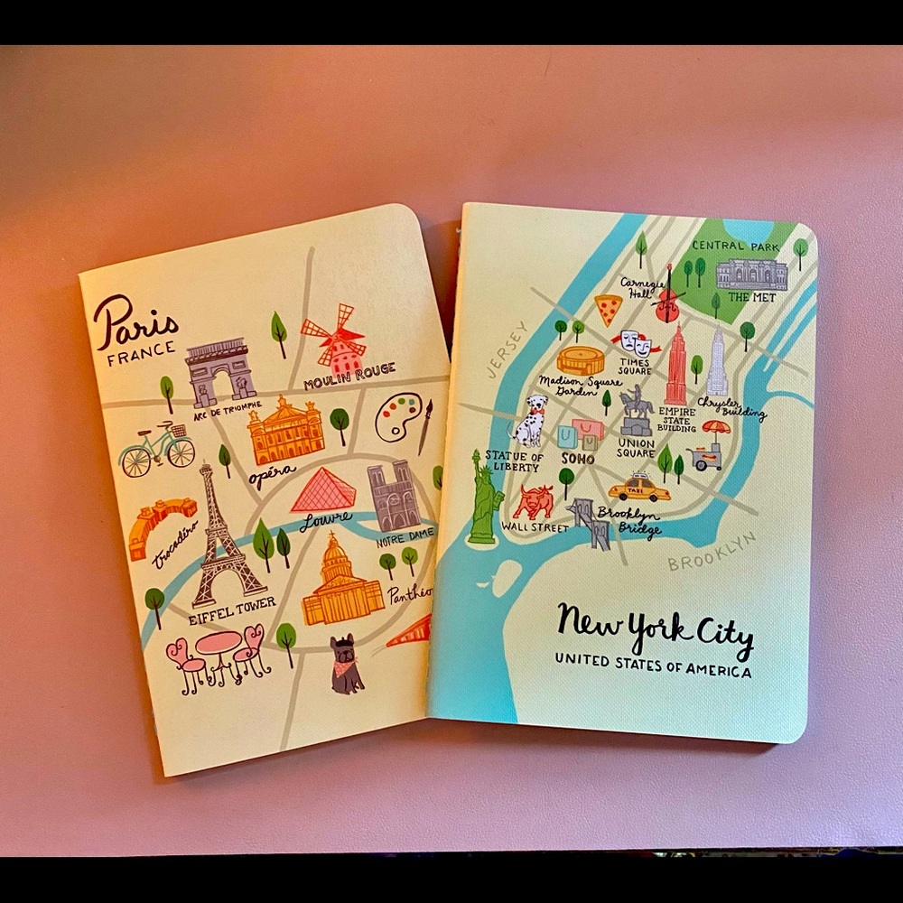 Set of 2 travel themed lined journals
